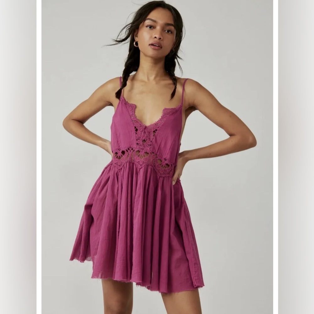 Free People Ilektra Slip Dress In Dahlia Mauve Womens Size Large